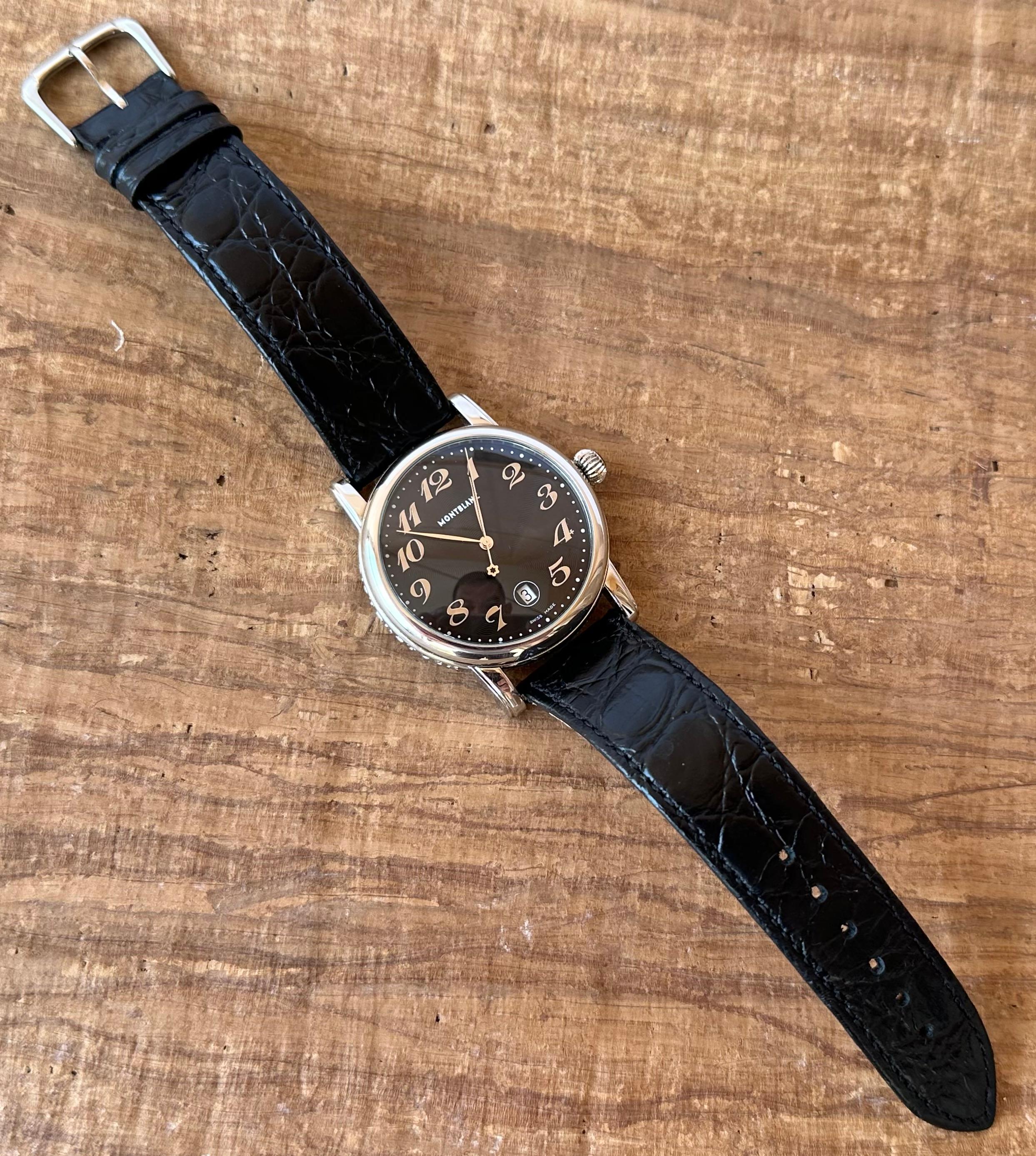 Montblanc Star Meisterstuck Star Date 7072 Watch Boxed In Good Condition For Sale In Toronto, CA