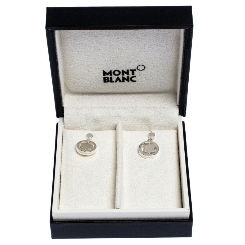 Contemporary Montblanc Star Signet Collection Silver Dangle Stud Earrings