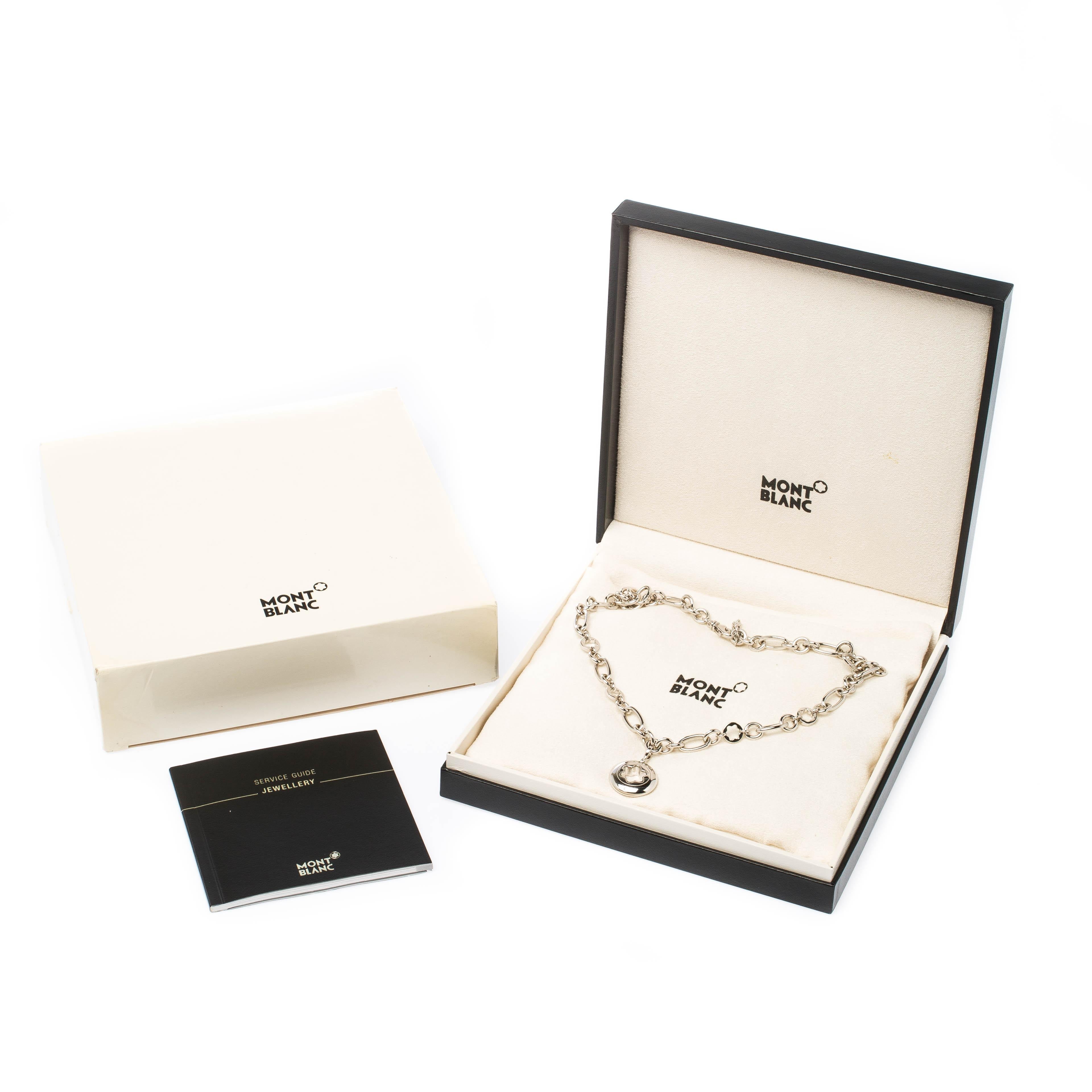 Women's Montblanc Star Signet Silver Chain Link Pendant Necklace