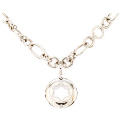 Montblanc Star Signet Silver Chain Link Pendant Necklace
