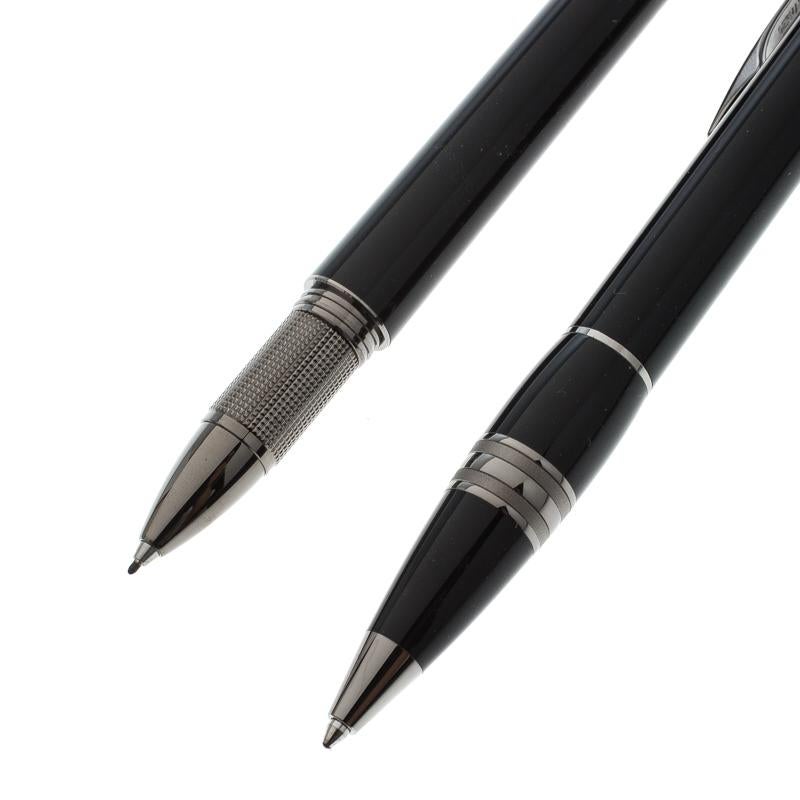 Montblanc StarWalker Black Resin Ruthenium Coated Set Of Ballpoint Pen In Good Condition In Dubai, Al Qouz 2