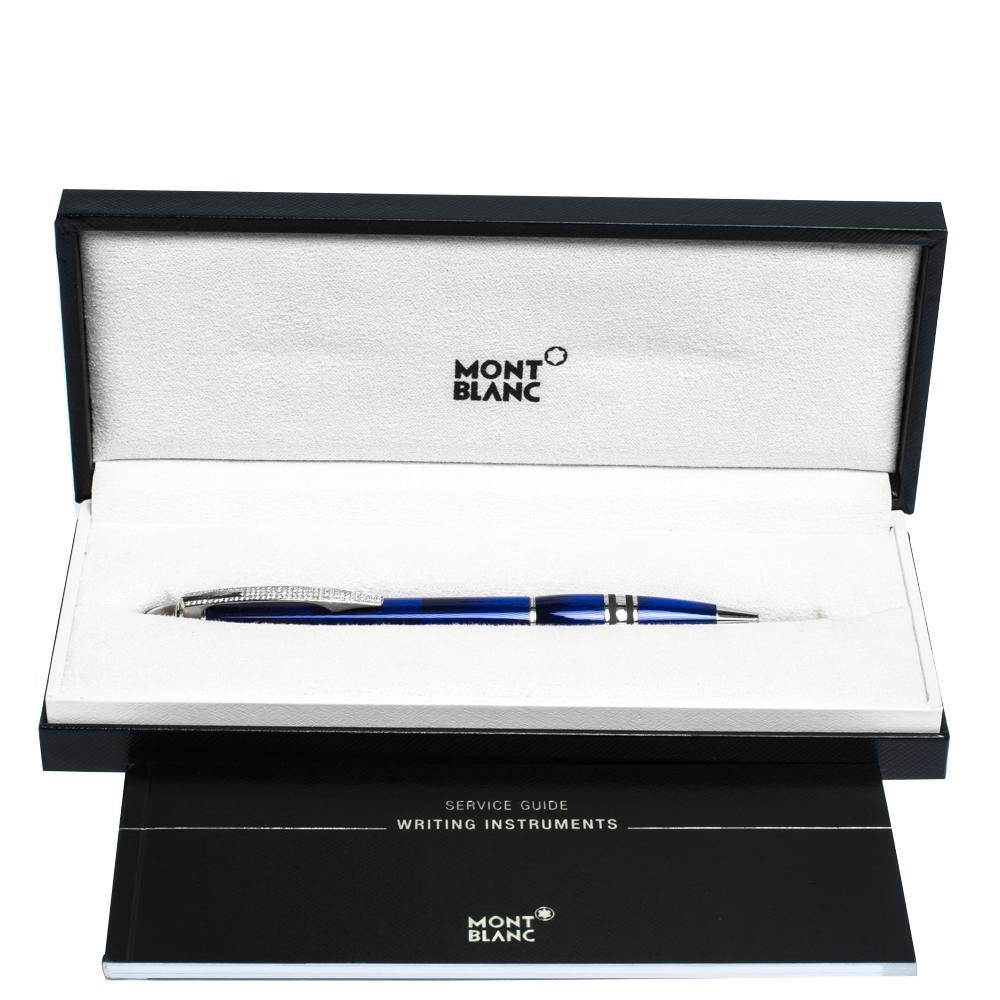 Purple Montblanc StarWalker Cool Blue Resin Silver Tone Ballpoint Pen For Sale