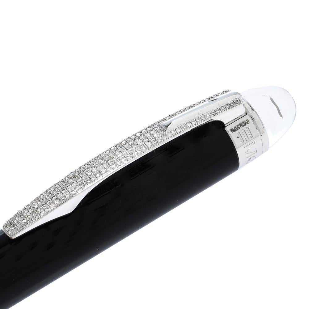 Montblanc StarWalker Midnight Black Resin Ruthenium Coated Diamond Ballpoint Pen In Good Condition In Dubai, Al Qouz 2