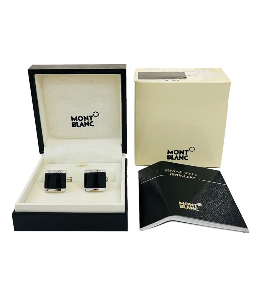 Montblanc Sterling Silver & Onyx Cufflinks  For Sale 3