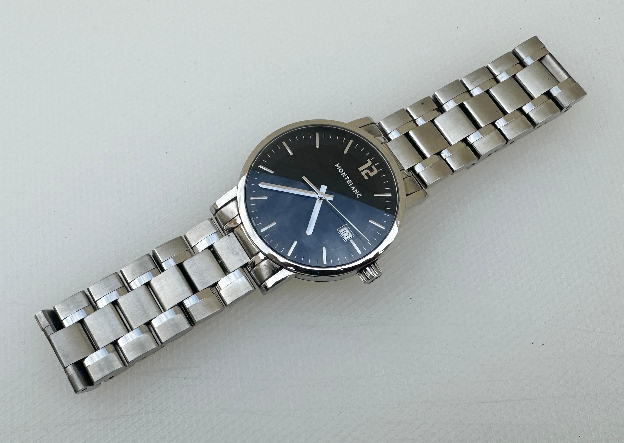 Montblanc Summit 7093 Edelstahl-Uhr mit schwarzem Zifferblatt 8