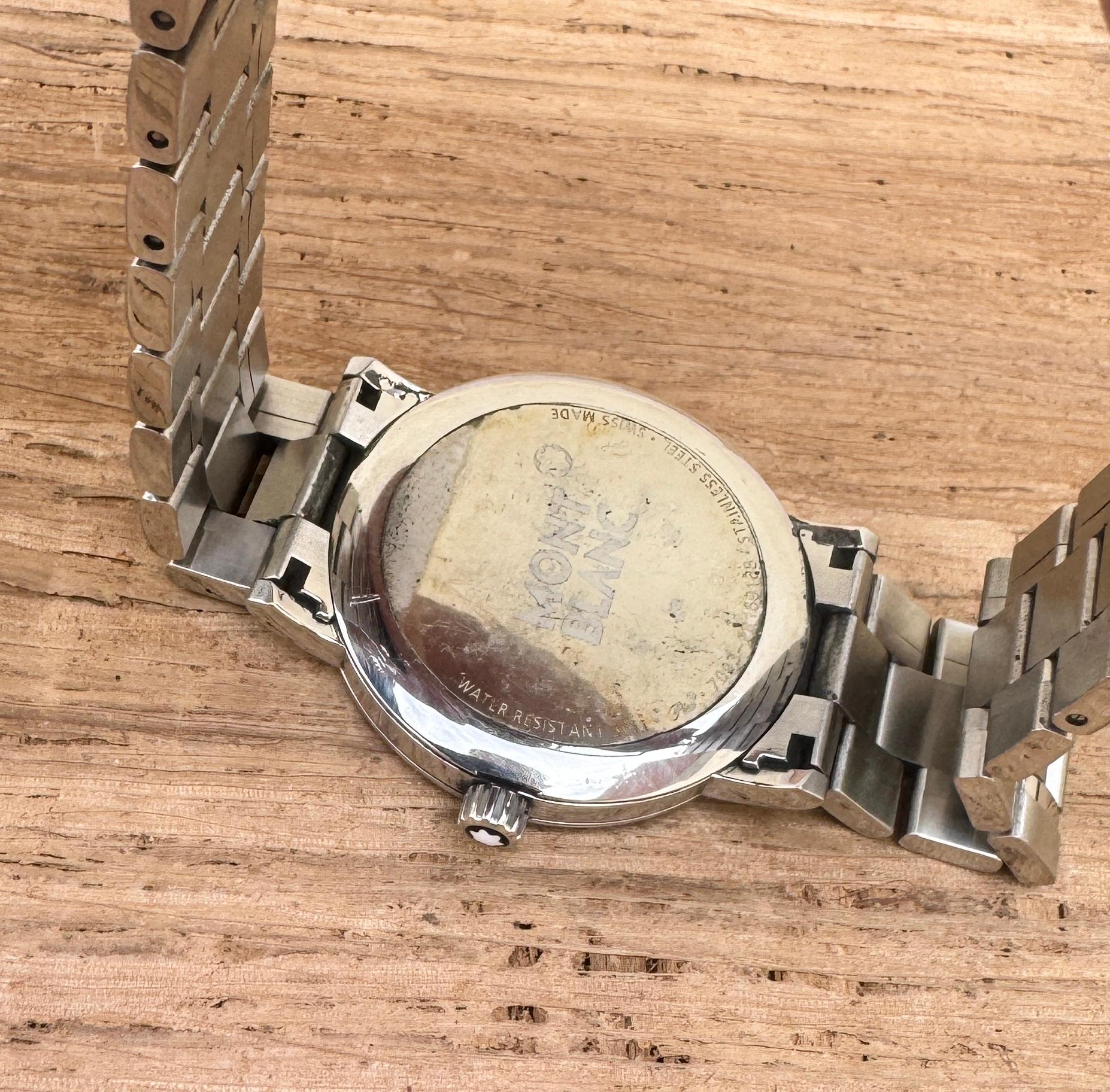 Montblanc Summit 7093 Edelstahl-Uhr mit schwarzem Zifferblatt 5