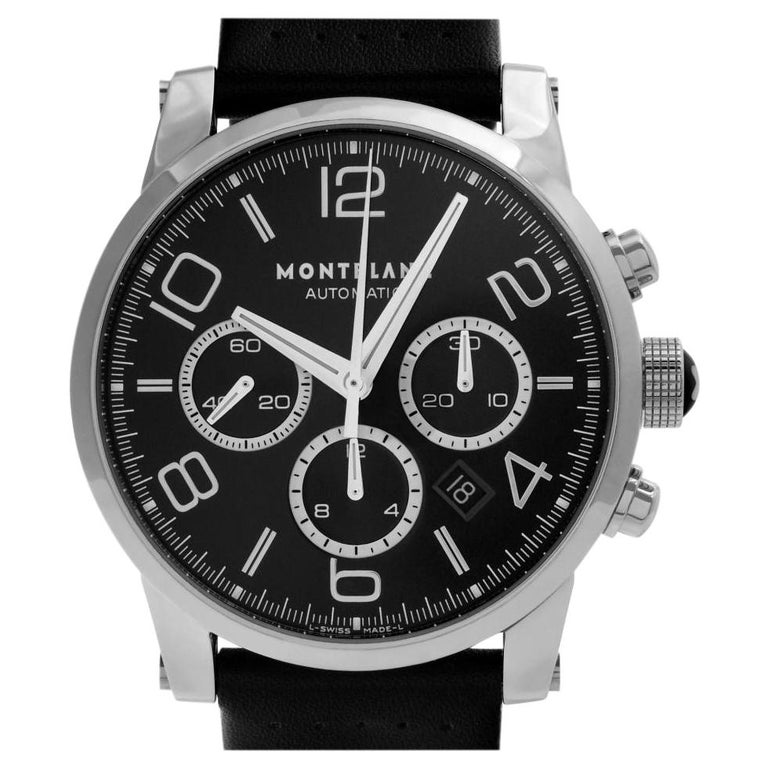 Montblanc Timewalker 7069 Stainless Steel Black Dial Automatic Watch at  1stDibs