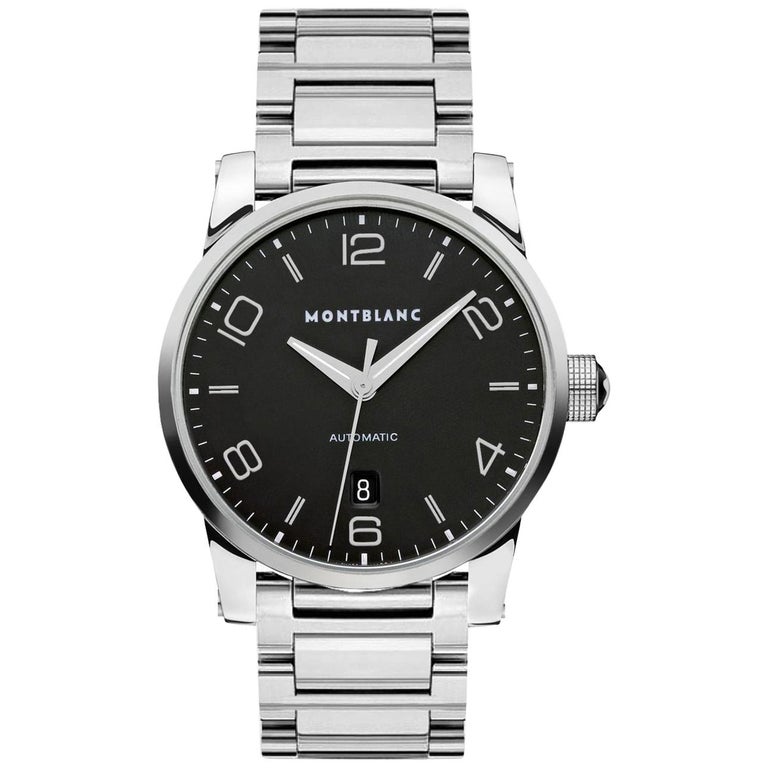 Montblanc Timewalker Automatic Black Dial Stainless Steel Men's Watch  105962 For Sale (Free Shipping) at 1stDibs