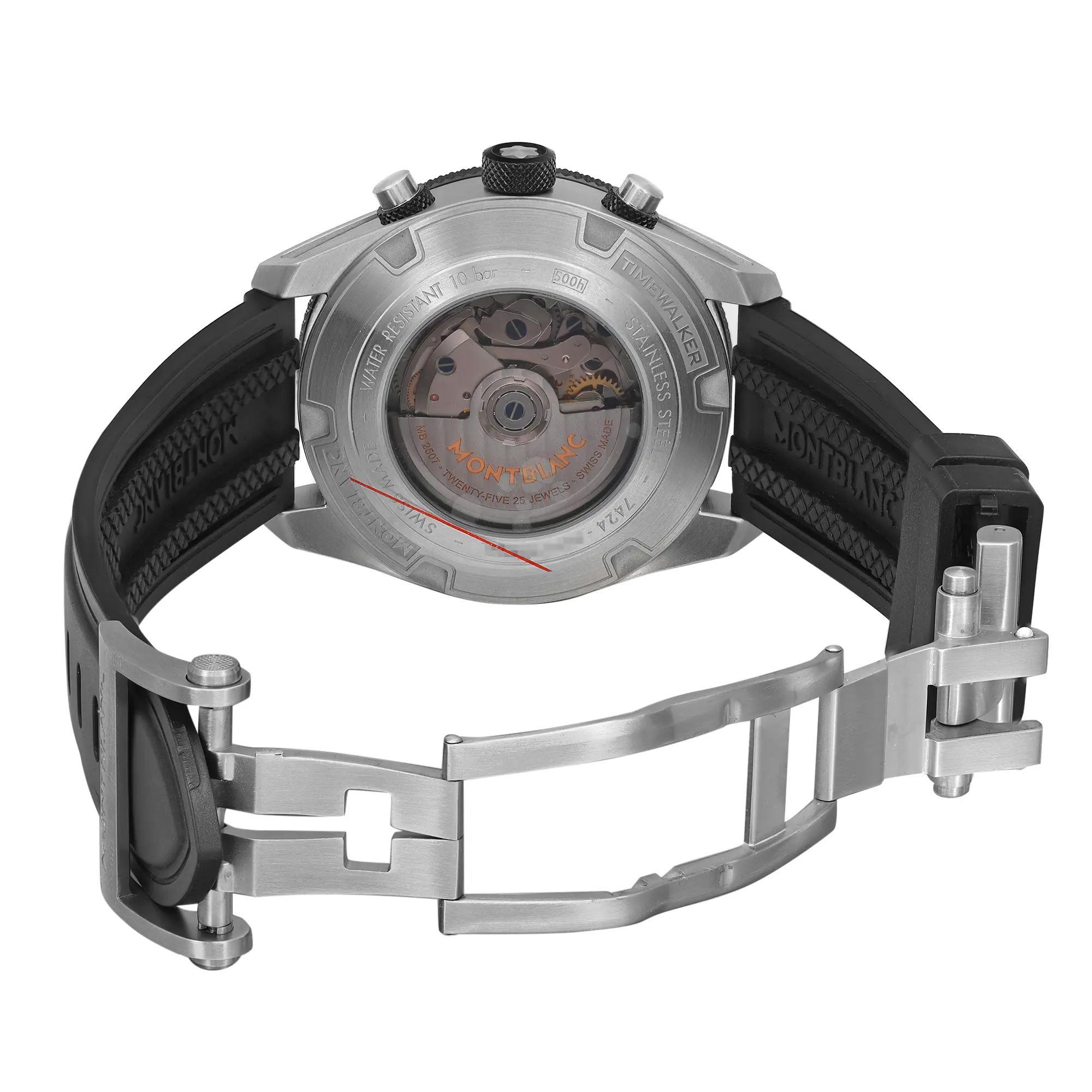 Men's MontBlanc TimeWalker Chronograph Steel Black Dial Mens Watch 116096
