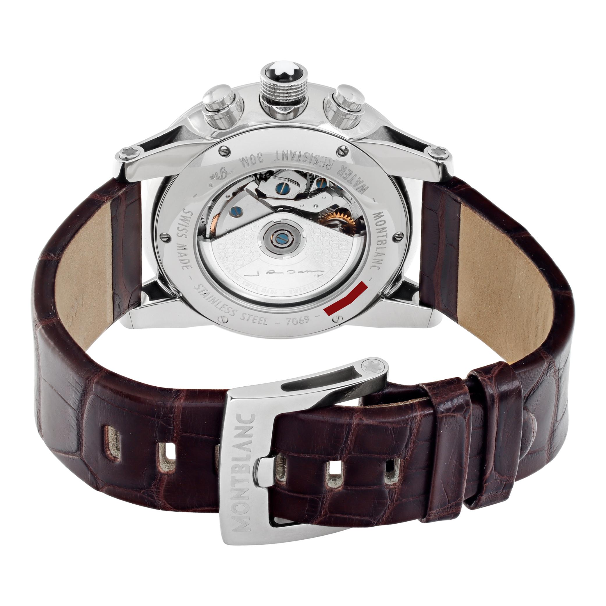 Women's or Men's MontBlanc TimeWalker Chronograph Stainless Steel Automatic Wristwatch Ref 7069 For Sale