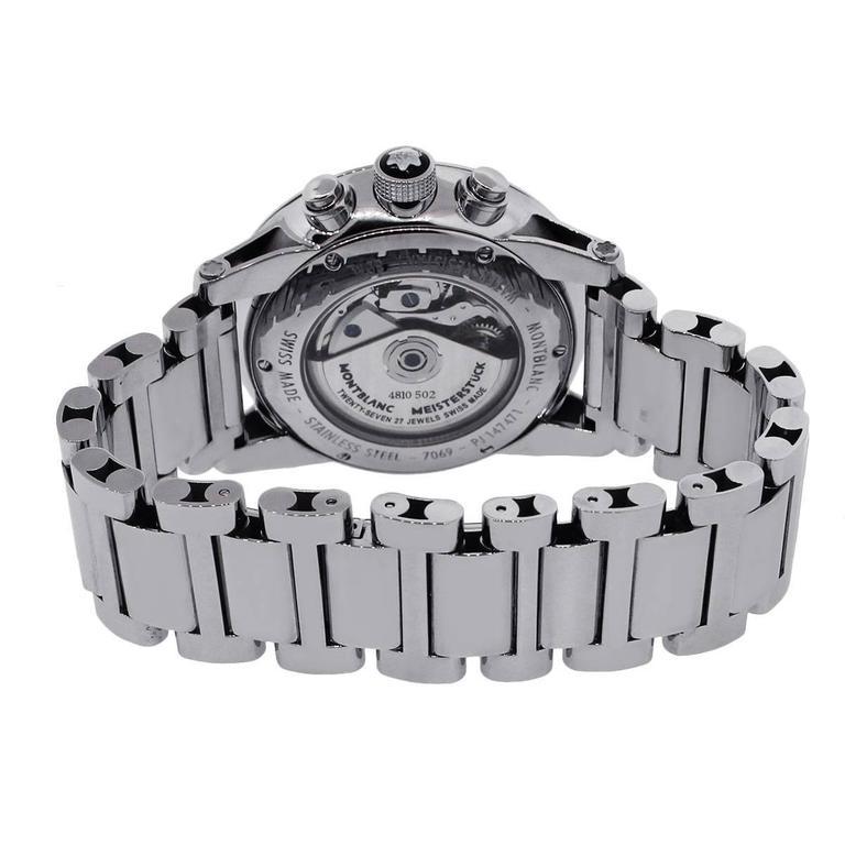 Men's Montblanc Chronograph Timewalker Stainless Steel Watch In Excellent Condition In Miami, FL