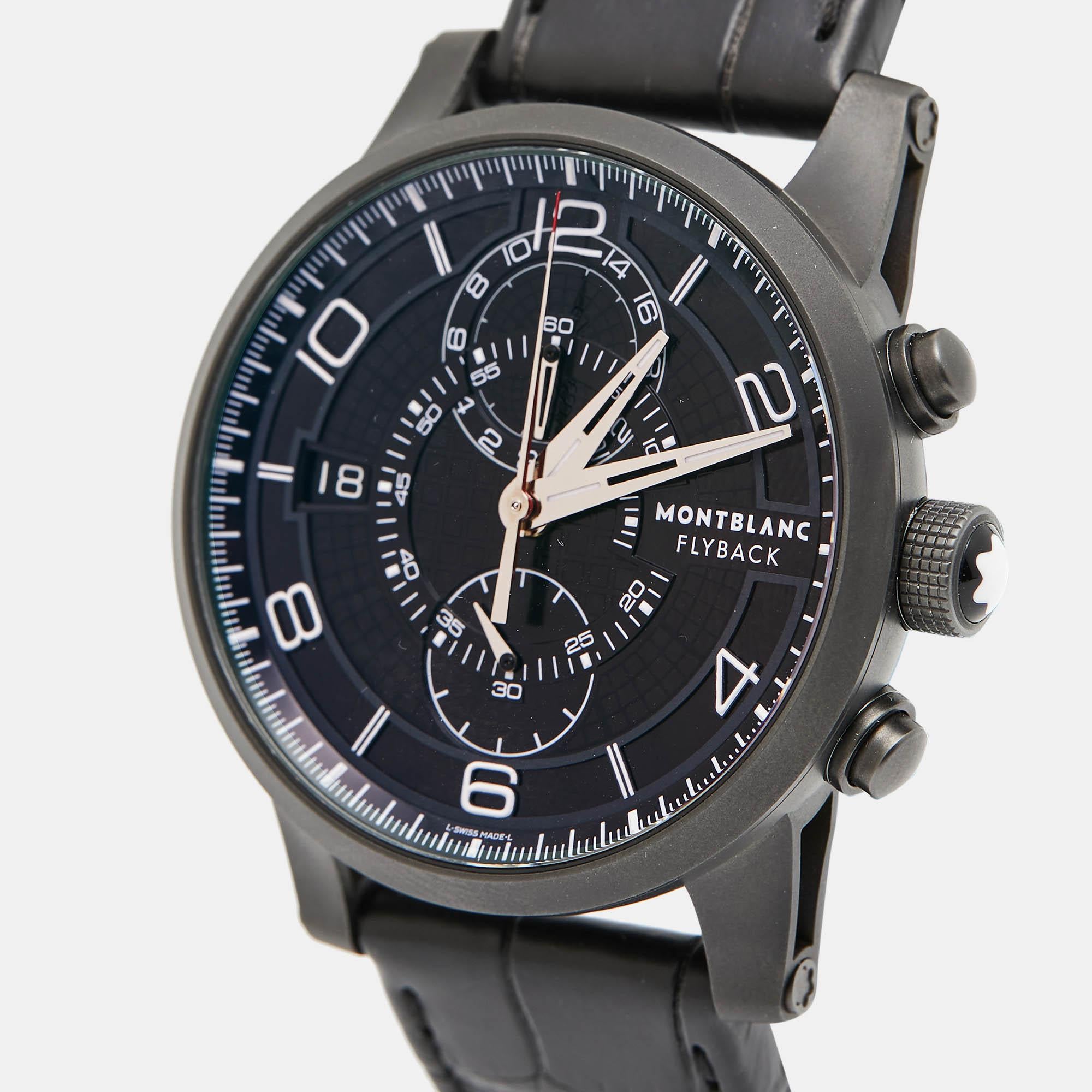 Montblanc Titanium Timewalker Twinfly 106507 Limited Edition Wristwatch 43 mm In Excellent Condition For Sale In Dubai, Al Qouz 2