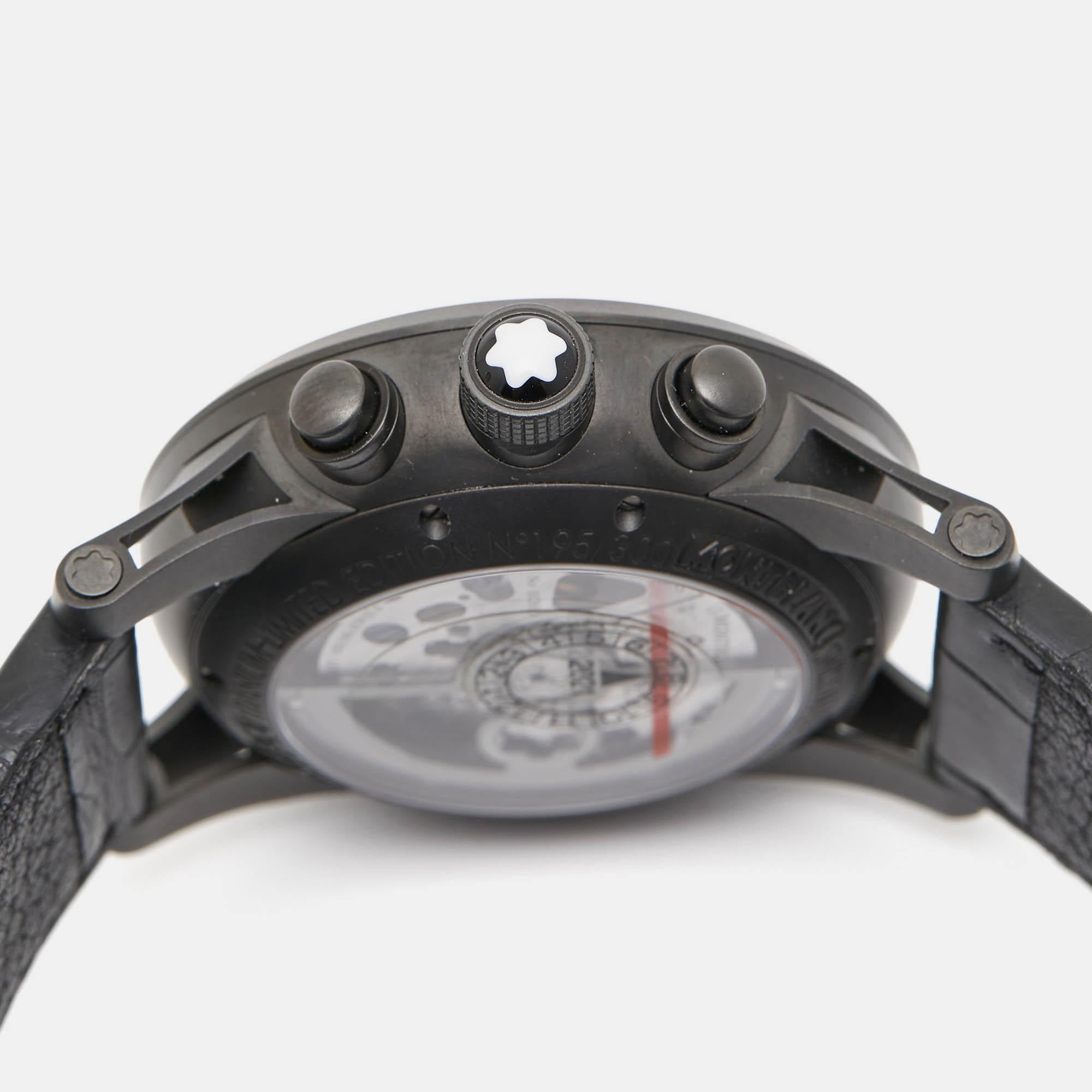 Montblanc Titanium Timewalker Twinfly 106507 Limited Edition Wristwatch 43 mm For Sale 2