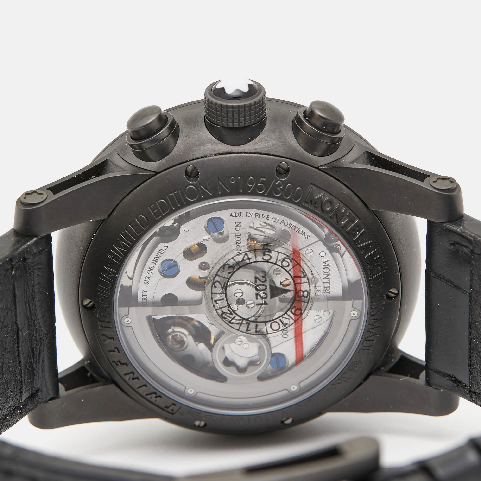 Montblanc Titanium Timewalker Twinfly 106507 Limited Edition Wristwatch 43 mm For Sale 5