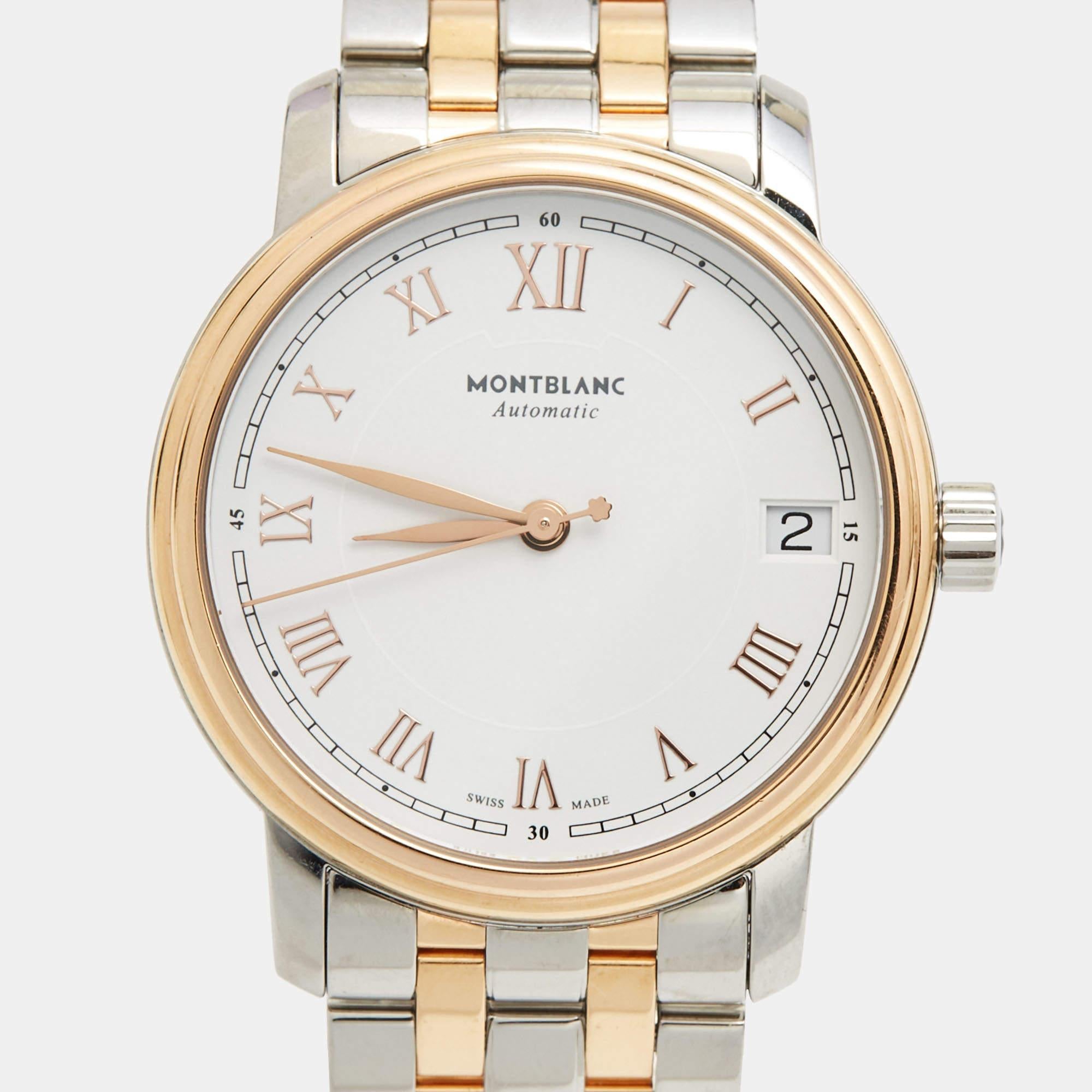 Montblanc White 18k Rose Gold Stainless Steel Tradition 114369 ...