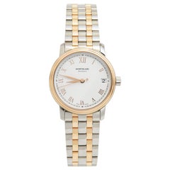 Used Montblanc White 18k Rose Gold Stainless Steel Tradition 114369 Wristwatch 32 mm