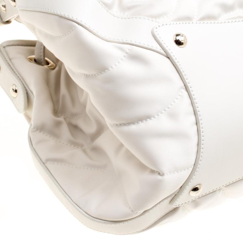 Montblanc White Nylon and Leather Starisma Dalila Drawstring Hobo 5
