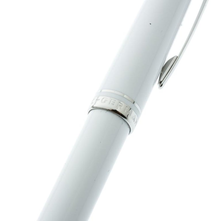 Montblanc White Resin Platinum Finish Ballpoint Pen For Sale at 1stDibs