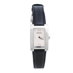 Montblanc White Stainless Steel Leather Profile 7077 Women's Wristwatch 23 mm