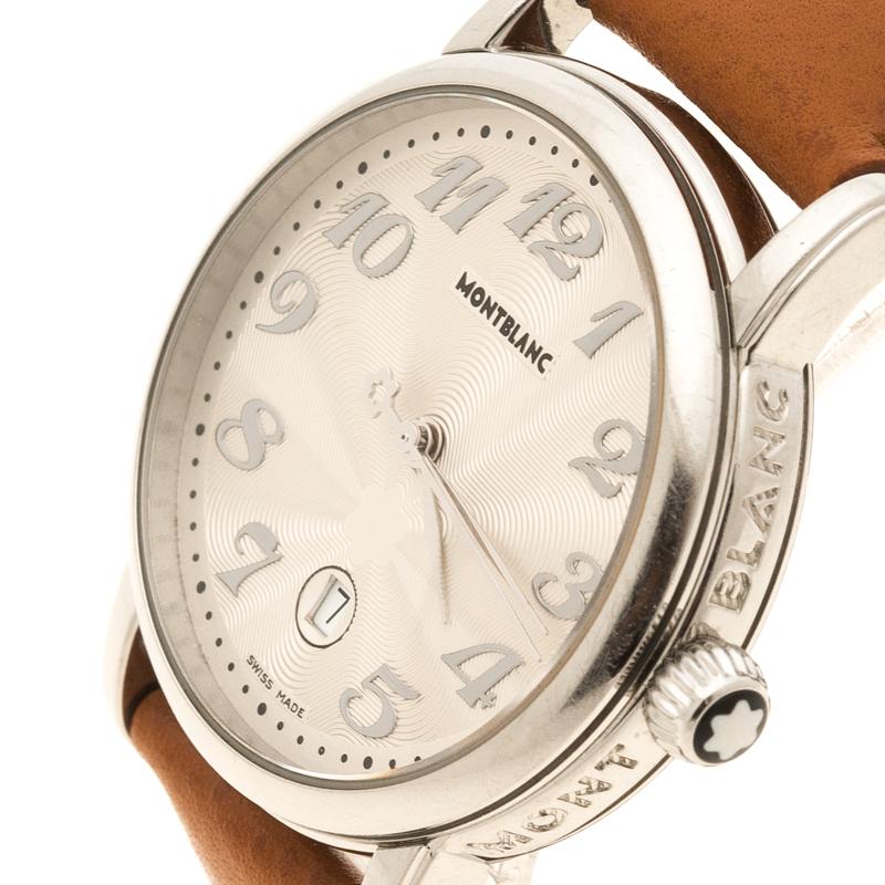 Contemporary Montblanc White Stainless Steel Meisterstuck Women's Wristwatch 32 mm