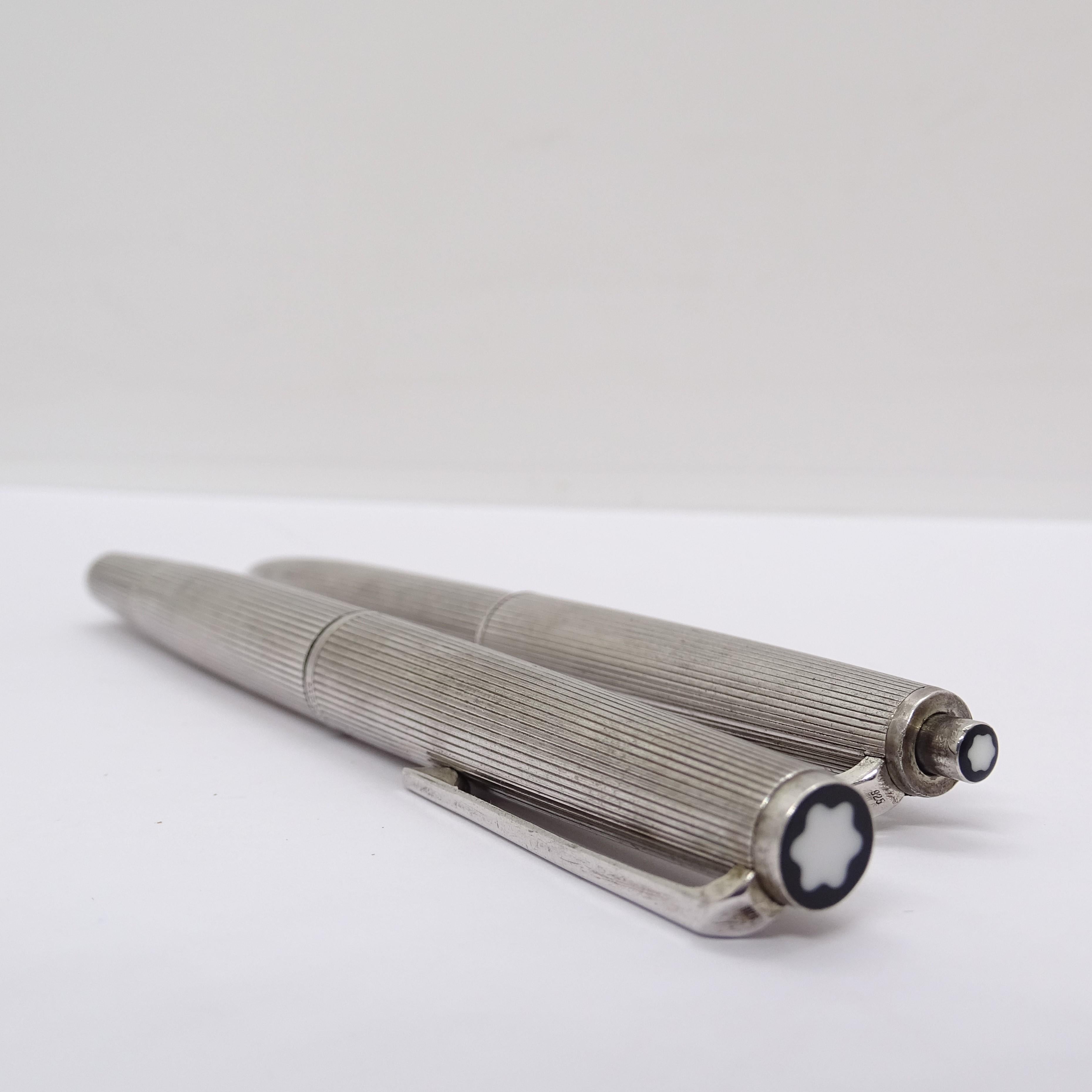 Montblanc Schreibset, 1266 Kugelschreiber und 1666 Druckbleistift, 925 Silber, 80er Jahre für Damen oder Herren