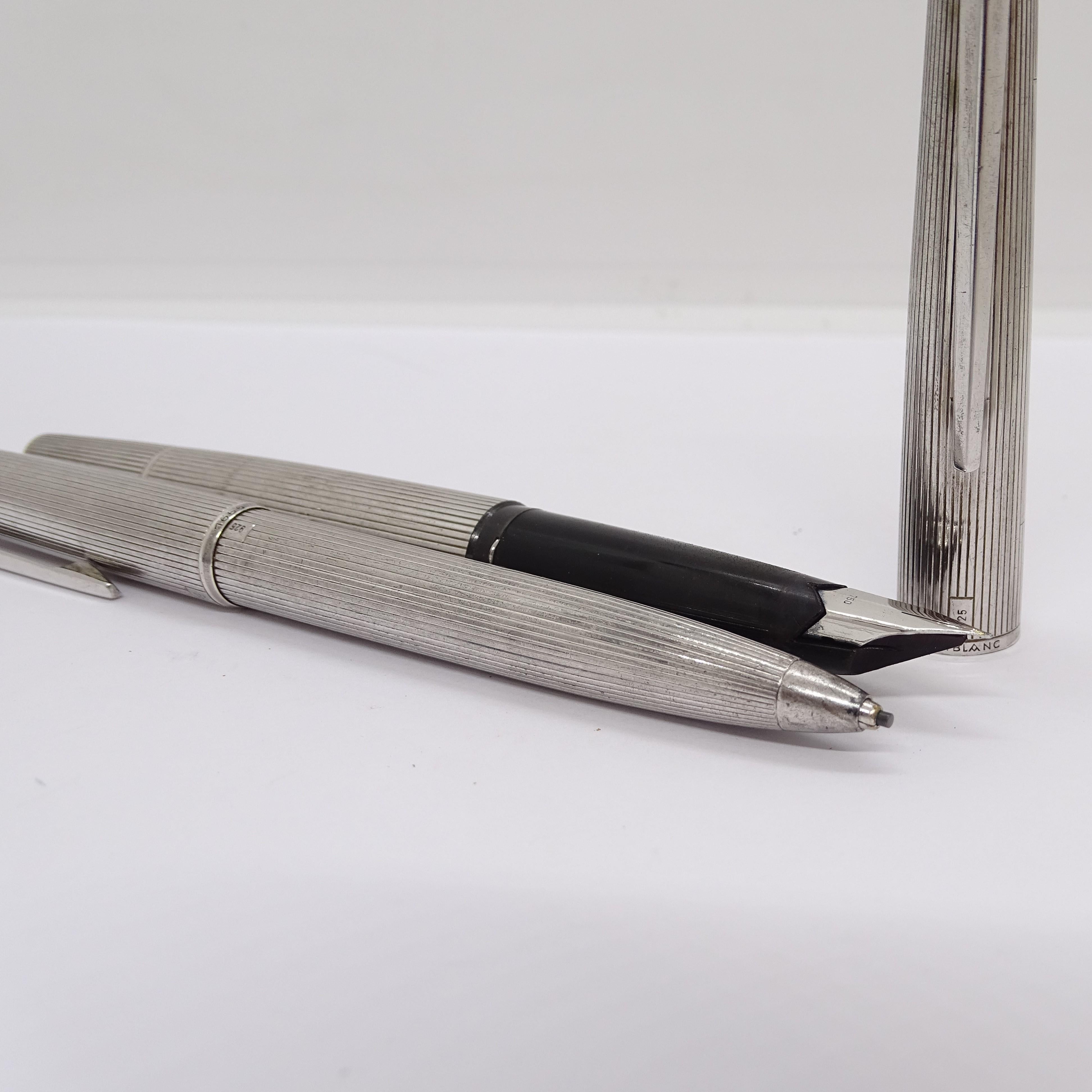 Montblanc Schreibset, 1266 Kugelschreiber und 1666 Druckbleistift, 925 Silber, 80er Jahre 2