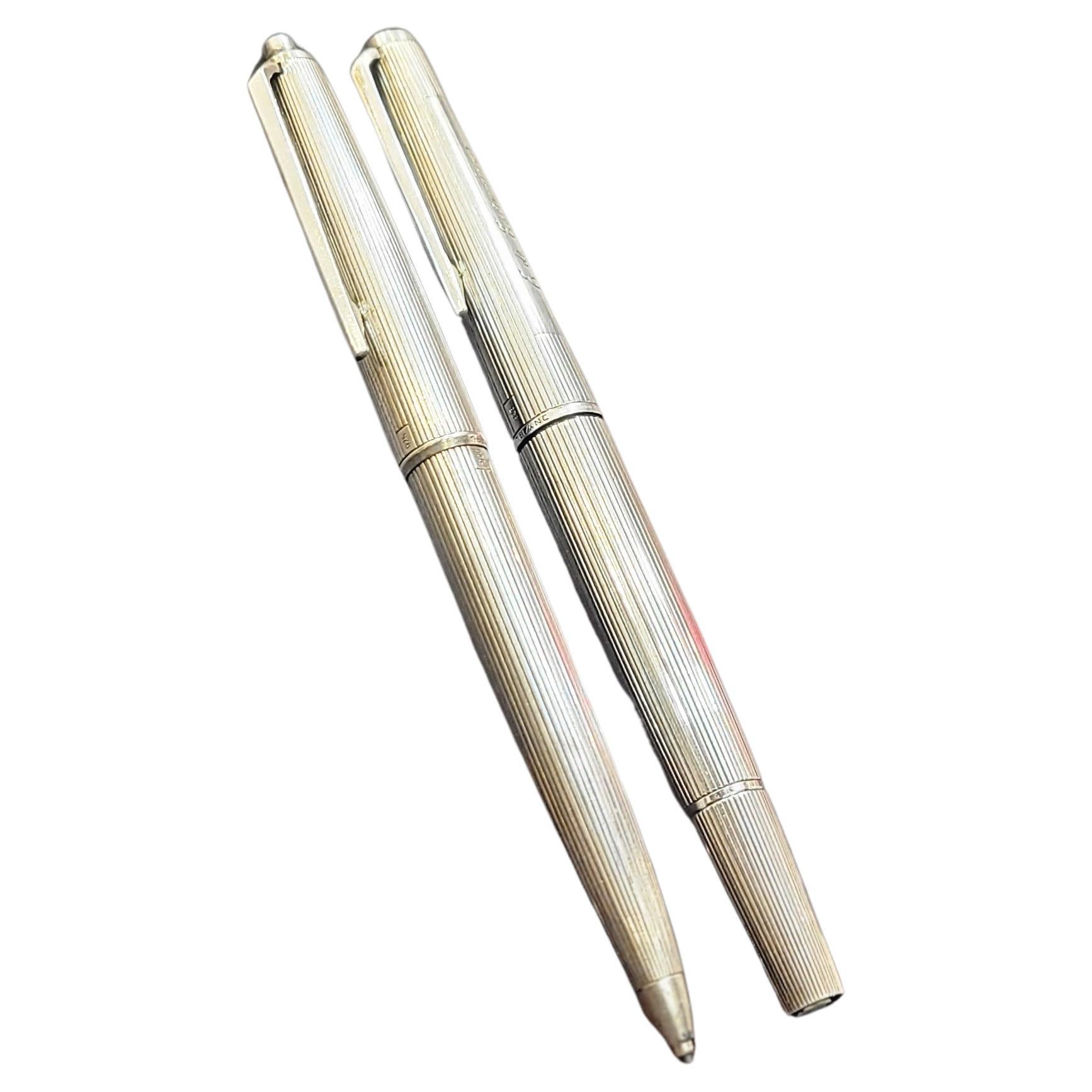 Montblanc writing set, 1266 pen and 1666 mechanical pencil, 925 silver, 80's For Sale