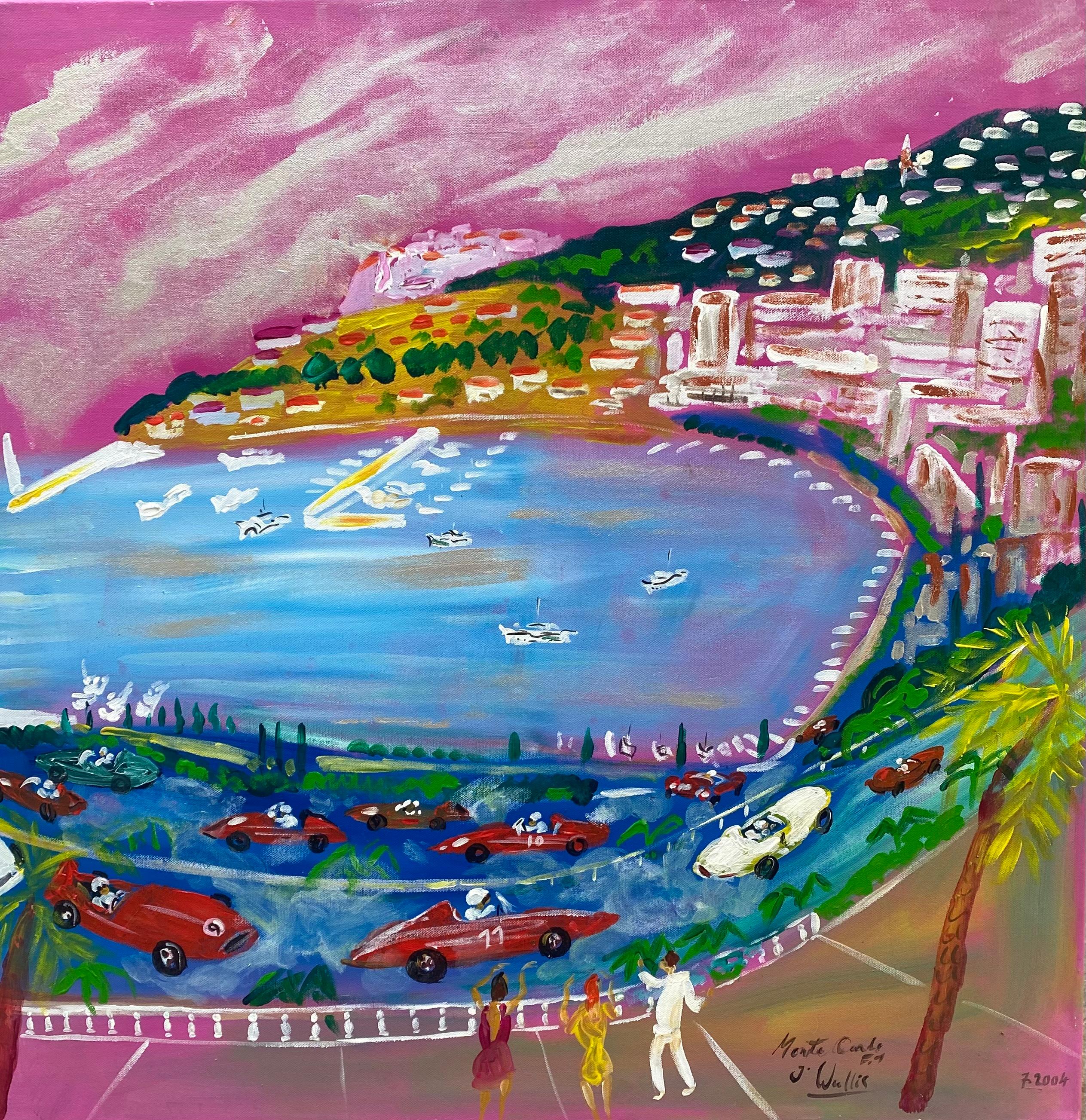 Contemporary Monte Carlo, Jean Wallis, Jean Wallis 2004 Acrylic on Canvas For Sale