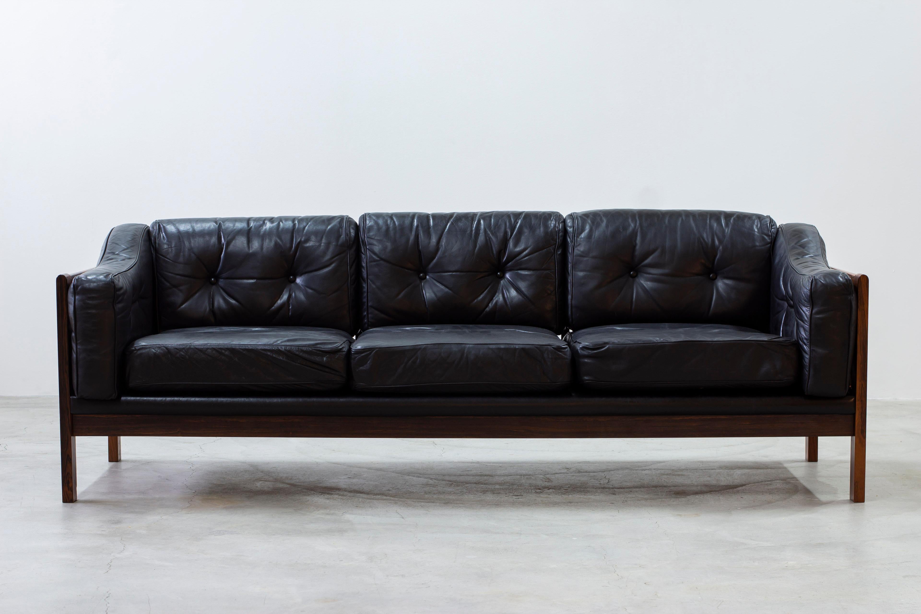 Cuir Canapé Monte Carlo en palissandre et cuir d'Ingvar Stockum, Futura, années 1960 en vente