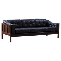 "Monte Carlo" Palisander and leather sofa by Ingvar Stockum, Futura, 1960s