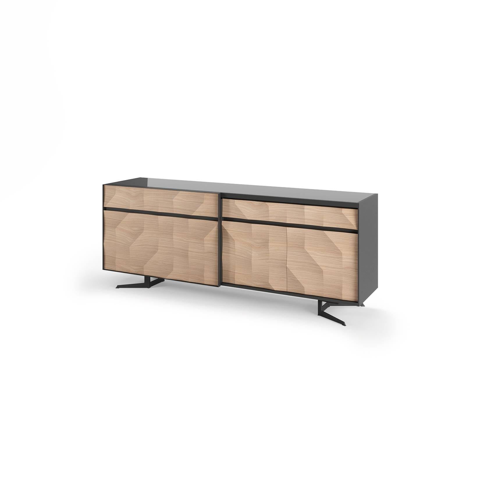 *Collection not sold in France, exclusive to Mobilier de France.*

Monte Carlo Sideboard w/ 3 Doors and 1 Drawer w/ Glass Top.

The MonteCarlo collection stands out for its modern and sober look, through the combination of soft and neutral colors