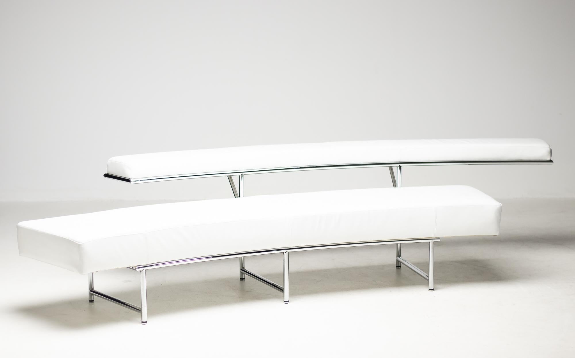 French Monte Carlo Sofa in White Leather by Eileen Gray