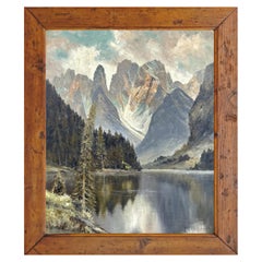 Monte Cristallo and Lake Landro, Italian Dolomites Oil on Canvas Painting
