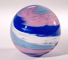 Monte Dunlavy Striped Paperweight, American Studio Art Glass