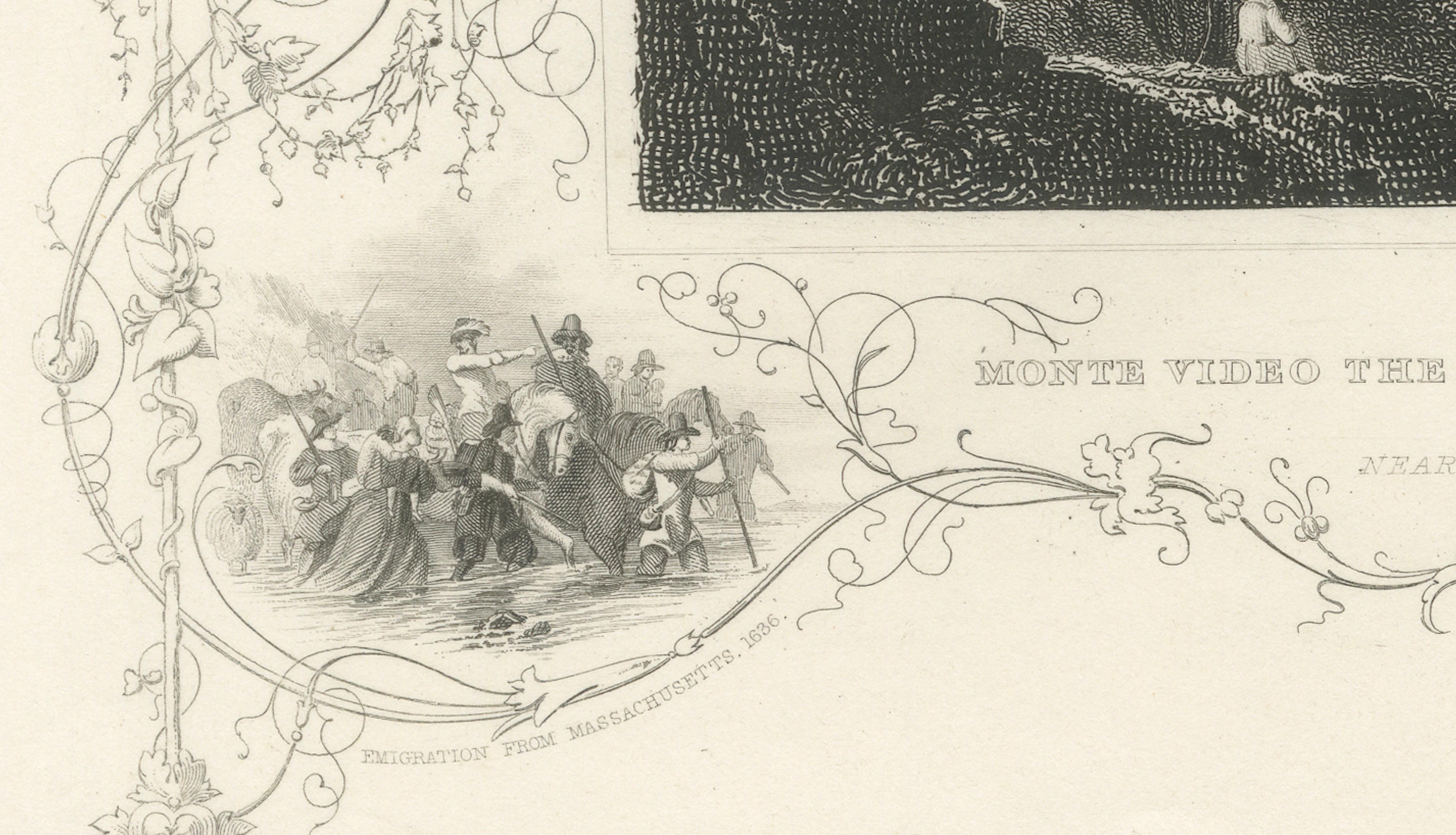 Monte Video Residence Antique Engraving, Connecticut View, c.1830