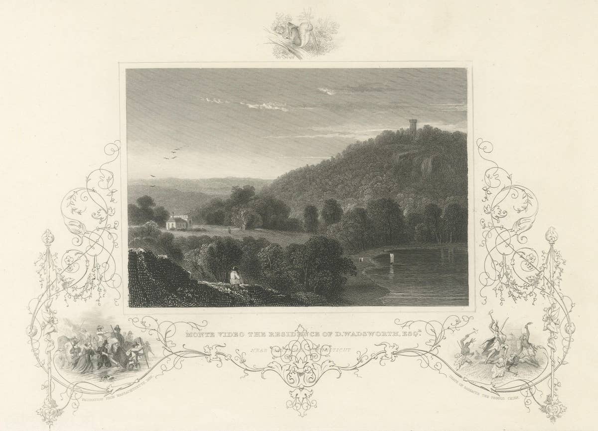Monte Video Residence Antique Engraving, Connecticut View, c.1830