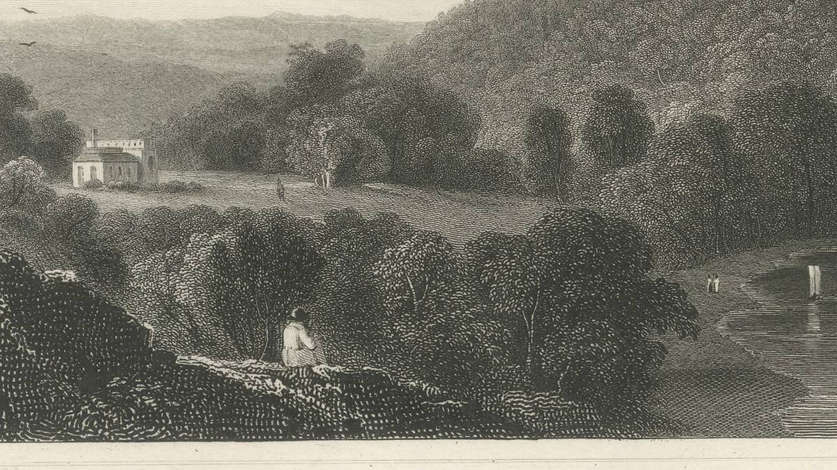Monte Video Residence Antique Engraving, Connecticut View, c.1830
