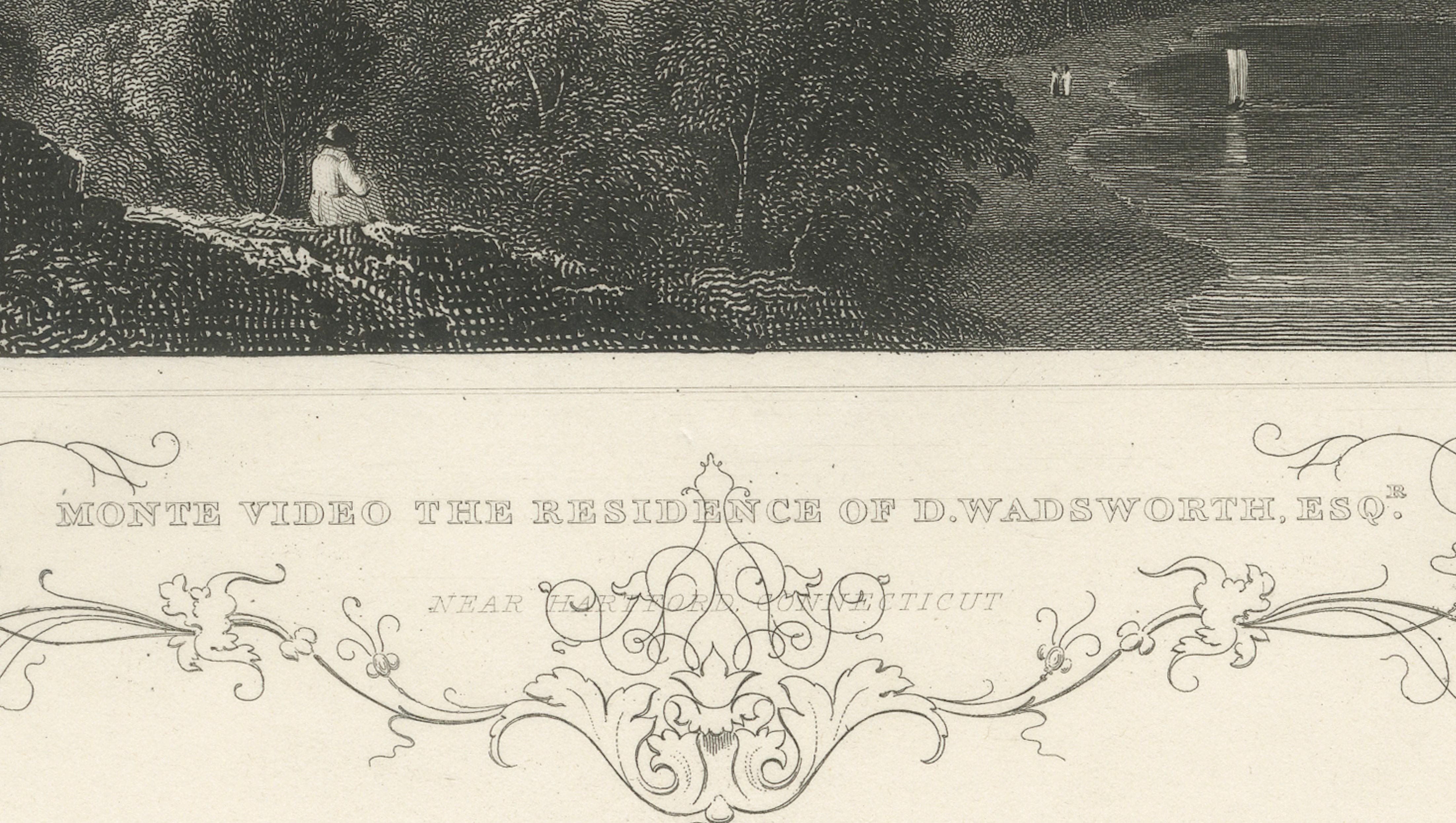 Monte Video Residence Antique Engraving, Connecticut View, c.1830