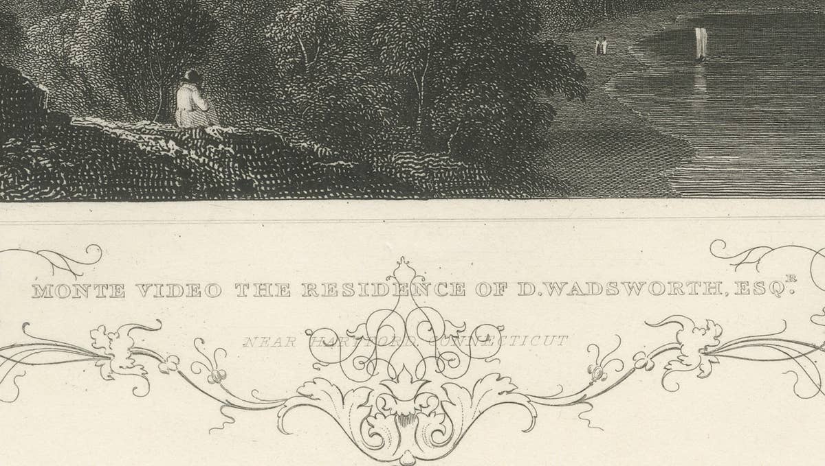 Monte Video Residence Antique Engraving, Connecticut View, c.1830