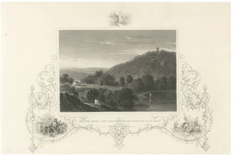 Monte Video Residence Antique Engraving, Connecticut View, c.1830