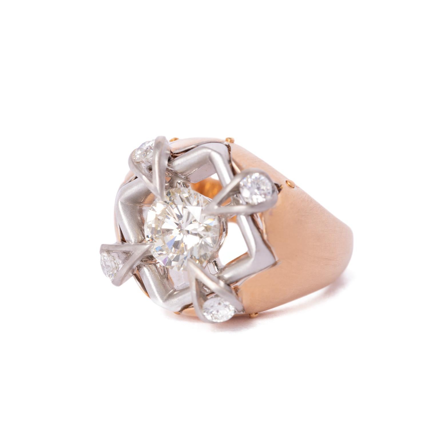 Brilliant Cut Alhambra Mounting 18 Karat Yellow and White Gold and Diamonds by Montebello