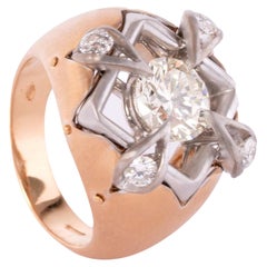 Montebello 18 Karat Yellow and White Gold Diamonds Alhambra Ring