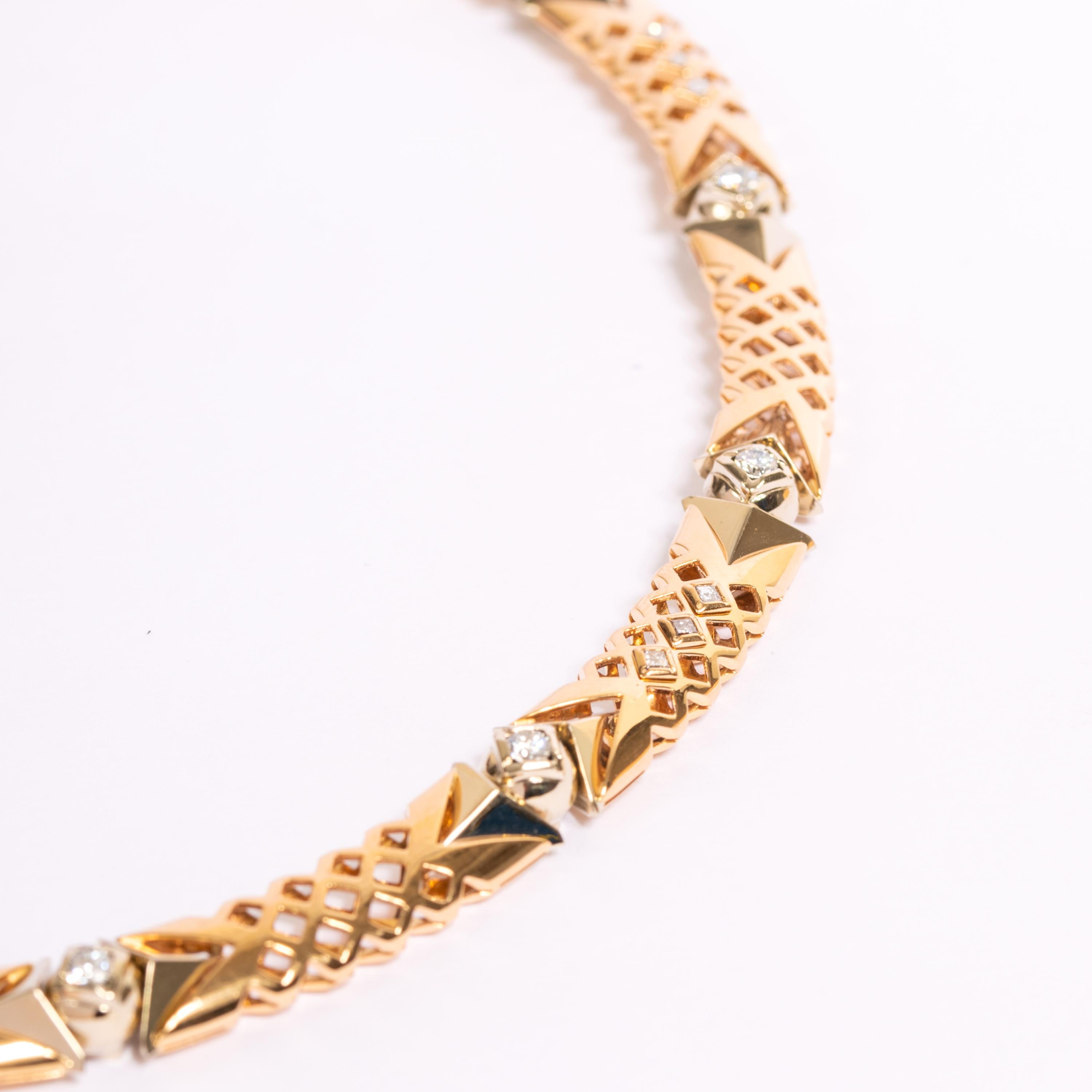 Giancarlo Montebello 18 Karat Gelbgold 1,77 Karat. Brill. Halskette mit geschliffenen Diamanten (Moderne) im Angebot