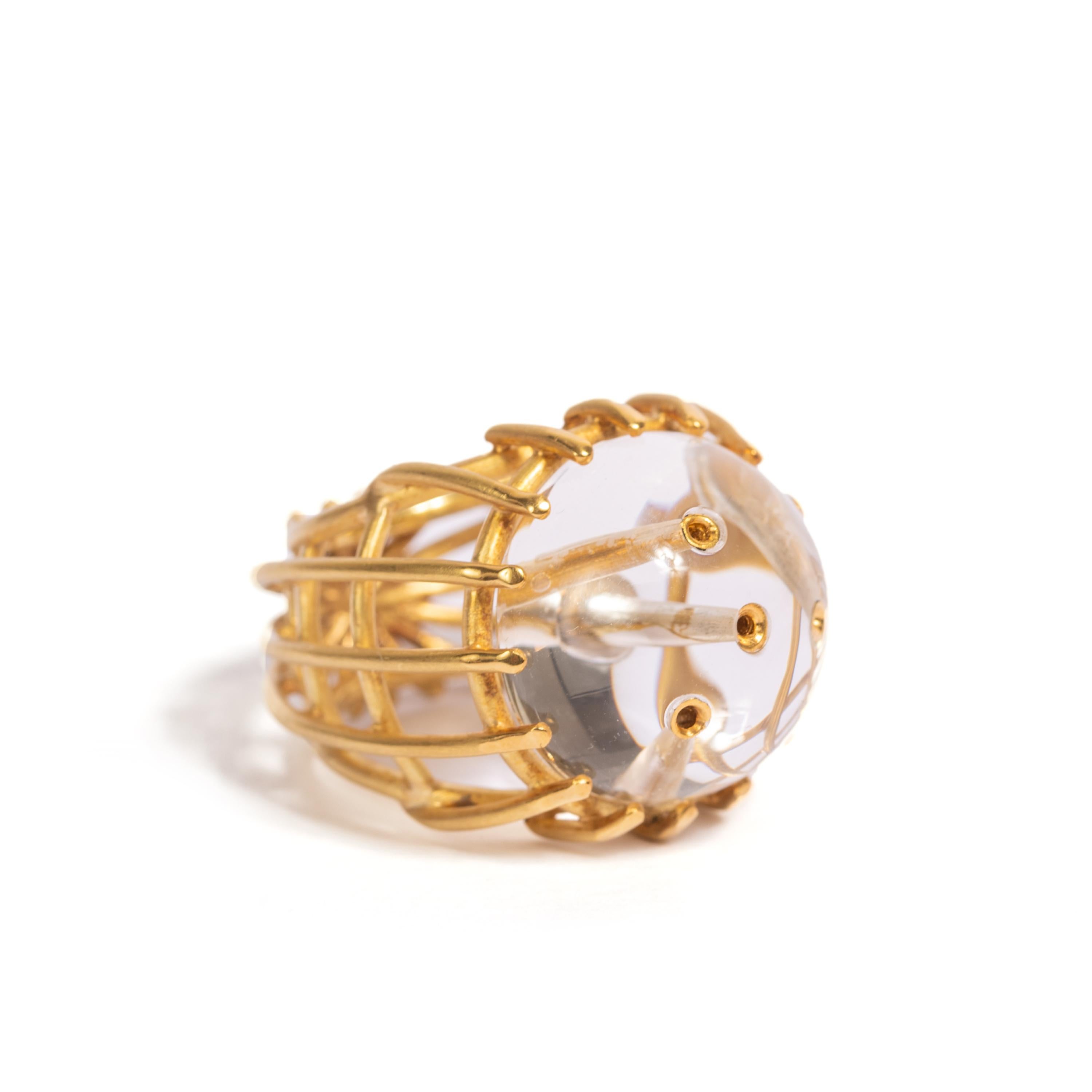 Beautiful ring by the Italian designer Giancarlo Montebello. The ring were designed directly for our Enrico Trizio 1868 jewelry. A very elegant yellow gold ring 