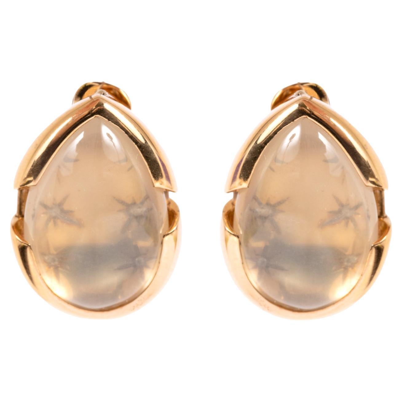 Giancarlo Montebello 18 Karat Yellow Gold "Merlino" Adularia Stone and Diamonds For Sale