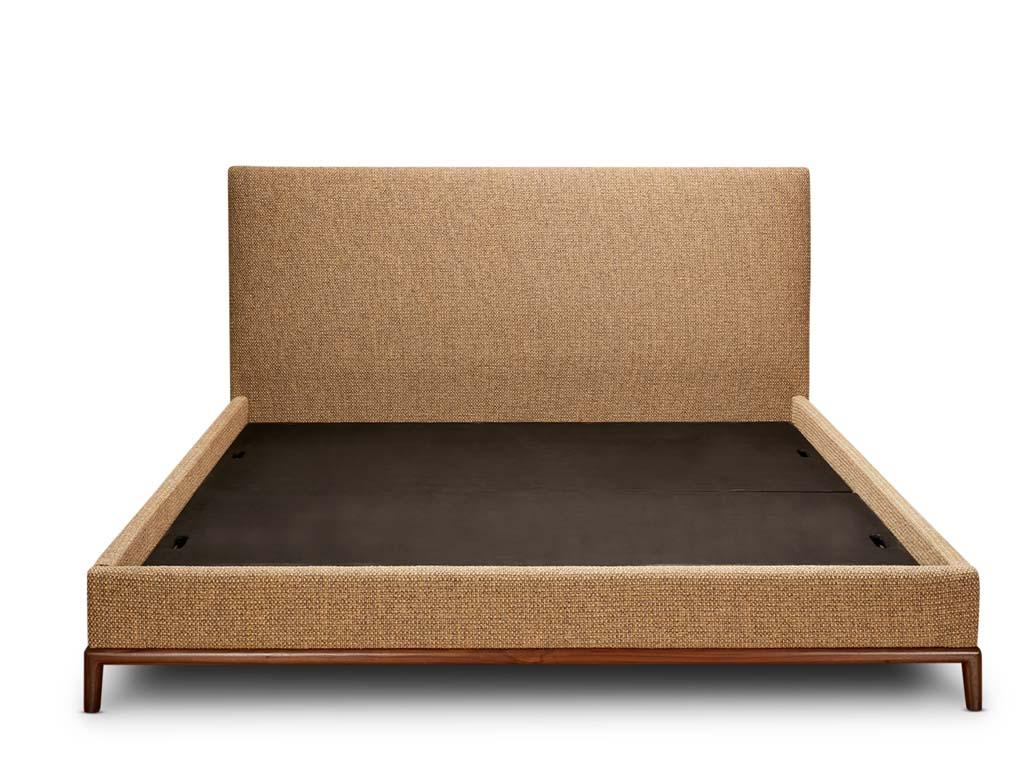The Montebello bed is a clean and classic piece with an upholstered headboard and side rails. The base is made of turned solid American walnut or white oak. 

The Lawson-Fenning Collection is designed and handmade in Los Angeles, California. Reach