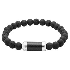 Montecarlo Bracelet in Black Lava with Carbon Fibre and Sterling Silver, Size S