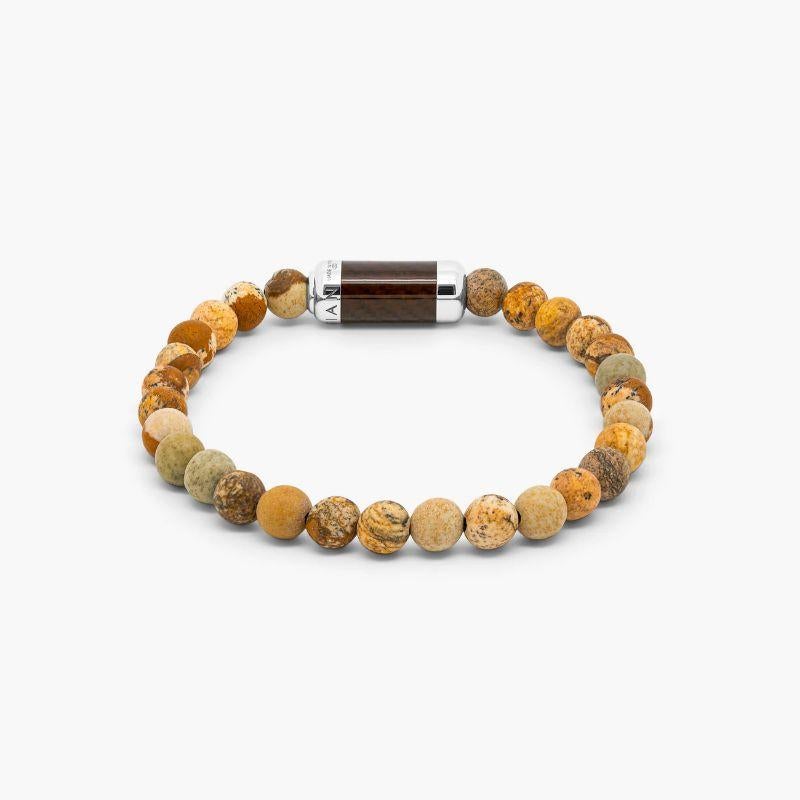 Bracciale Montecarlo in diaspro marrone con alutex marrone e argento, misura L In condizioni Nuovo in vendita a Fulham business exchange, London