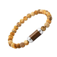 Pulsera Montecarlo de jaspe marrón con alutex marrón y plata de ley, talla M