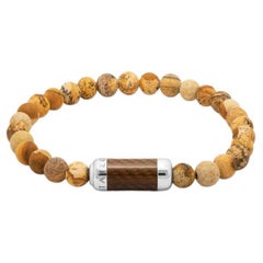 Bracciale Montecarlo in diaspro marrone con alutex marrone e argento, taglia S